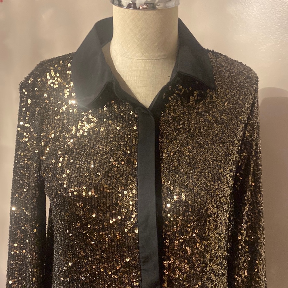 Black and Gold Sequin top cable & gauge - Picture 3 of 7